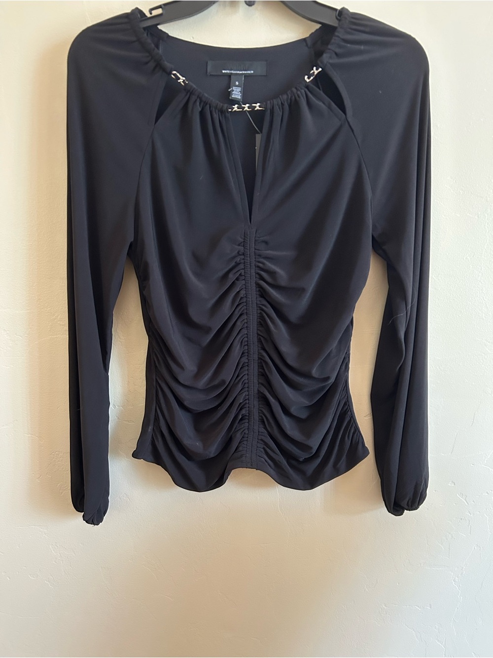 WHBM Ruched Chain Size Small Jersey Top